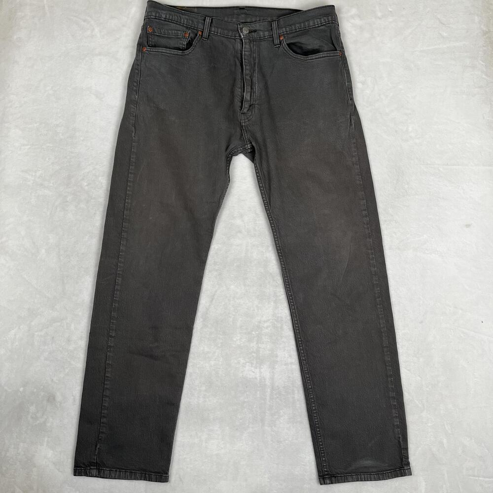 Levi's 505 Jeans Mens 36x32 Gray Regular Straight Denim Charcoal Wash Pants